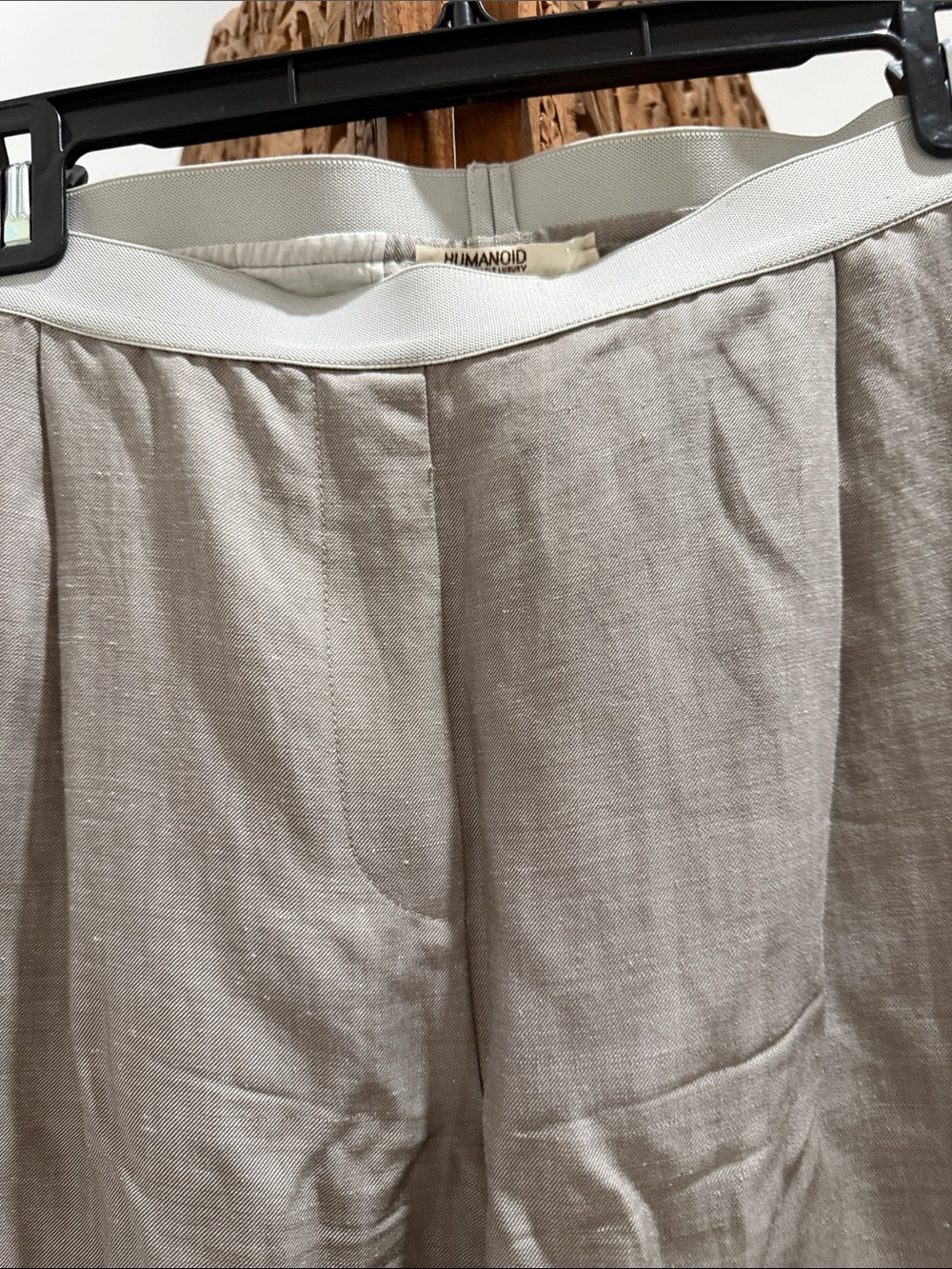 Humanoid Beige Wide-Leg Linen Pants